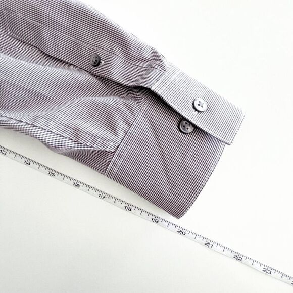 Calvin Klein Mens Slim Fit Shirt Non Iron Long Sleeve Micro Gingham Brown Size X - Picture 7 of 8